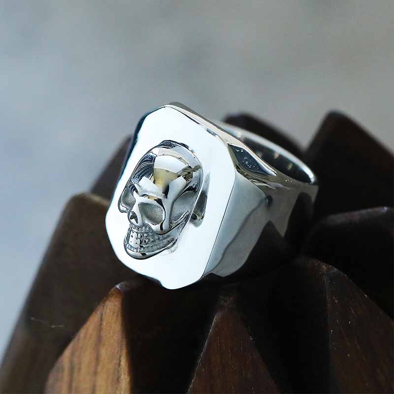 Punk Skull Head Stainless Steel Square Ring
