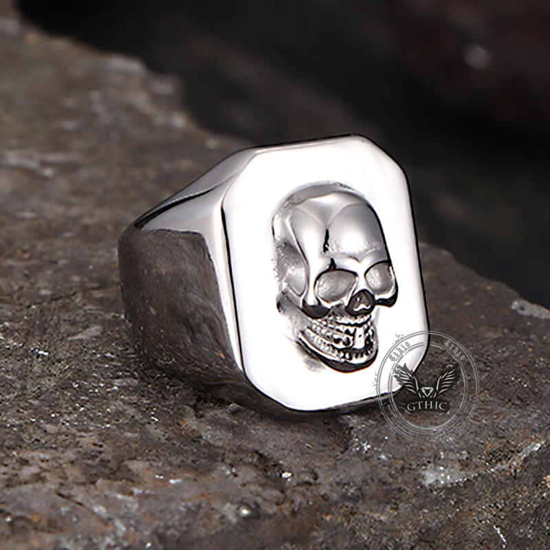 Punk Skull Head Stainless Steel Square Ring
