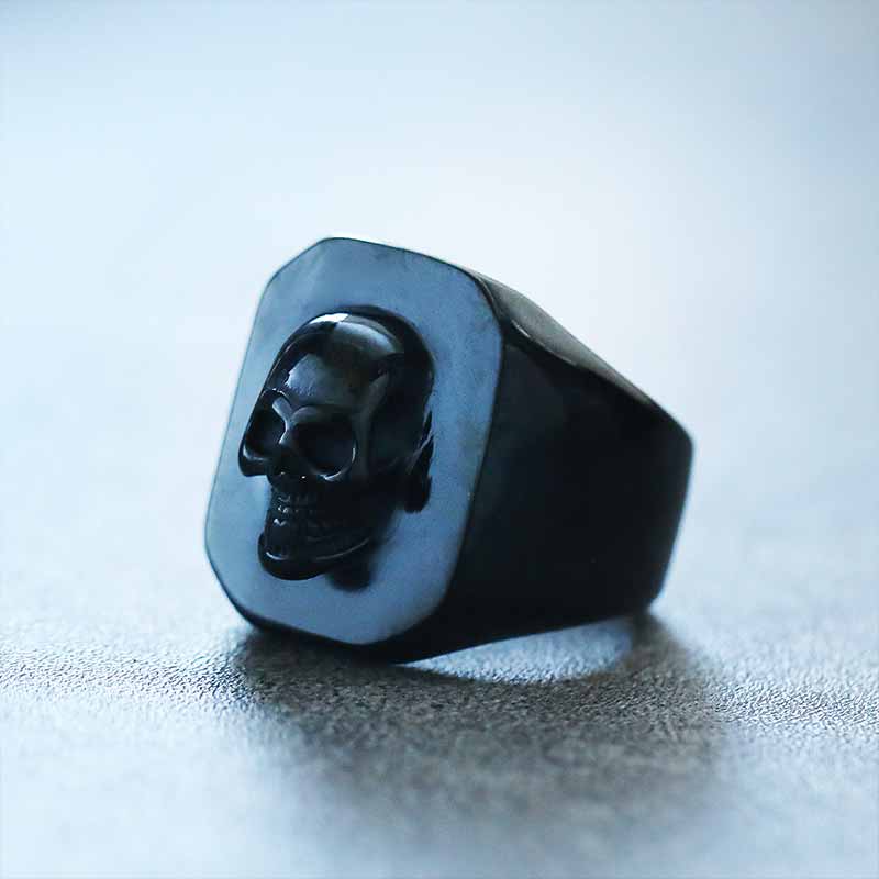 Punk Skull Head Stainless Steel Square Ring