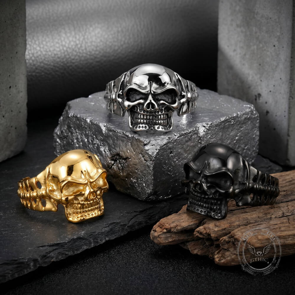 Punk Skull Skeletal Joints Stainless Steel Open Bracelet