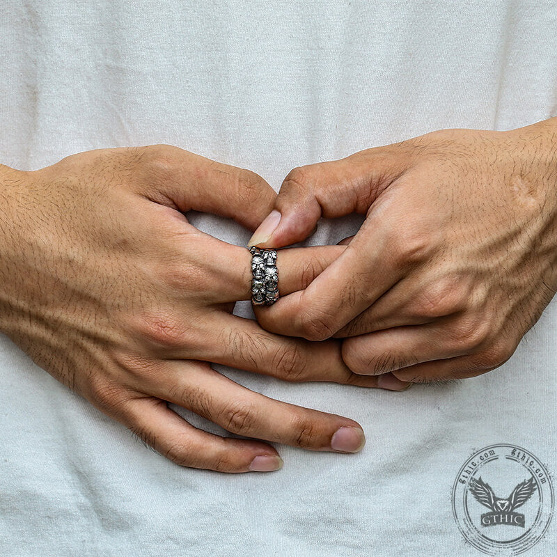 Punk Skulls Ring in Stainless Steel