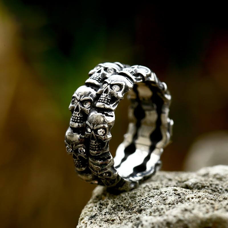 Punk Skulls Ring in Stainless Steel