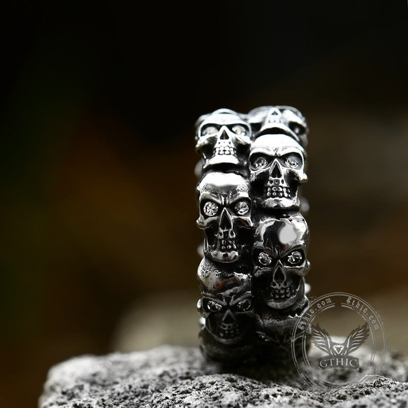 Punk Skulls Ring in Stainless Steel