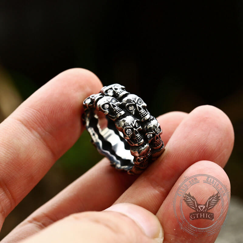 Punk Skulls Ring in Stainless Steel