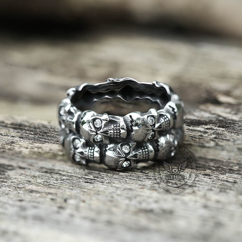 Punk Skulls Ring in Stainless Steel