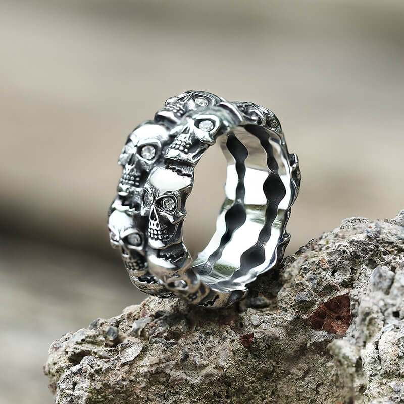 Punk Skulls Ring in Stainless Steel