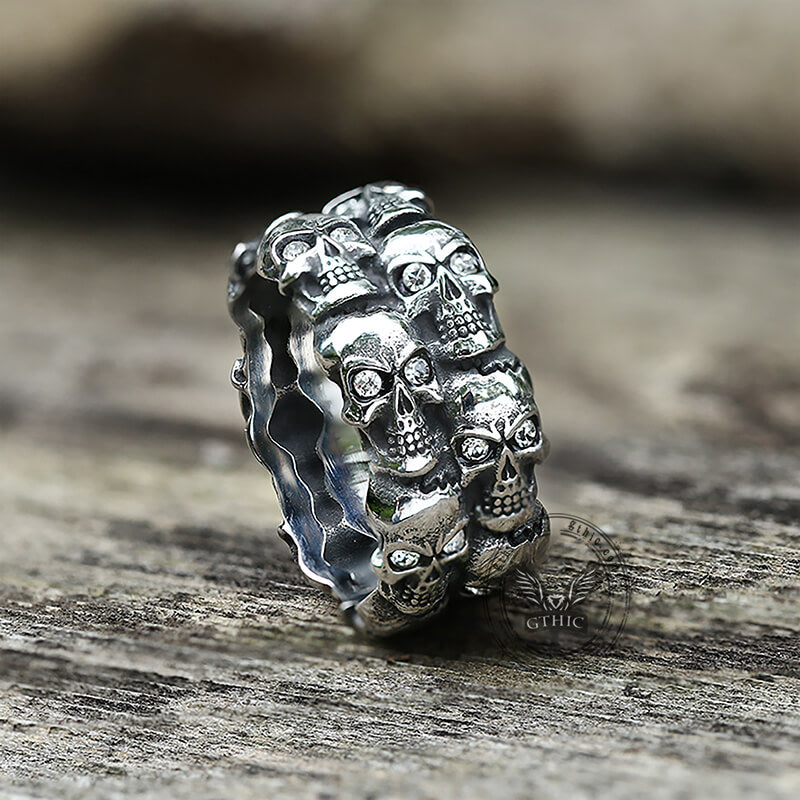 Punk Skulls Ring in Stainless Steel