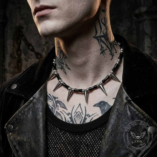 Punk Spike Bamboo Stainless Steel Clavicle Necklace