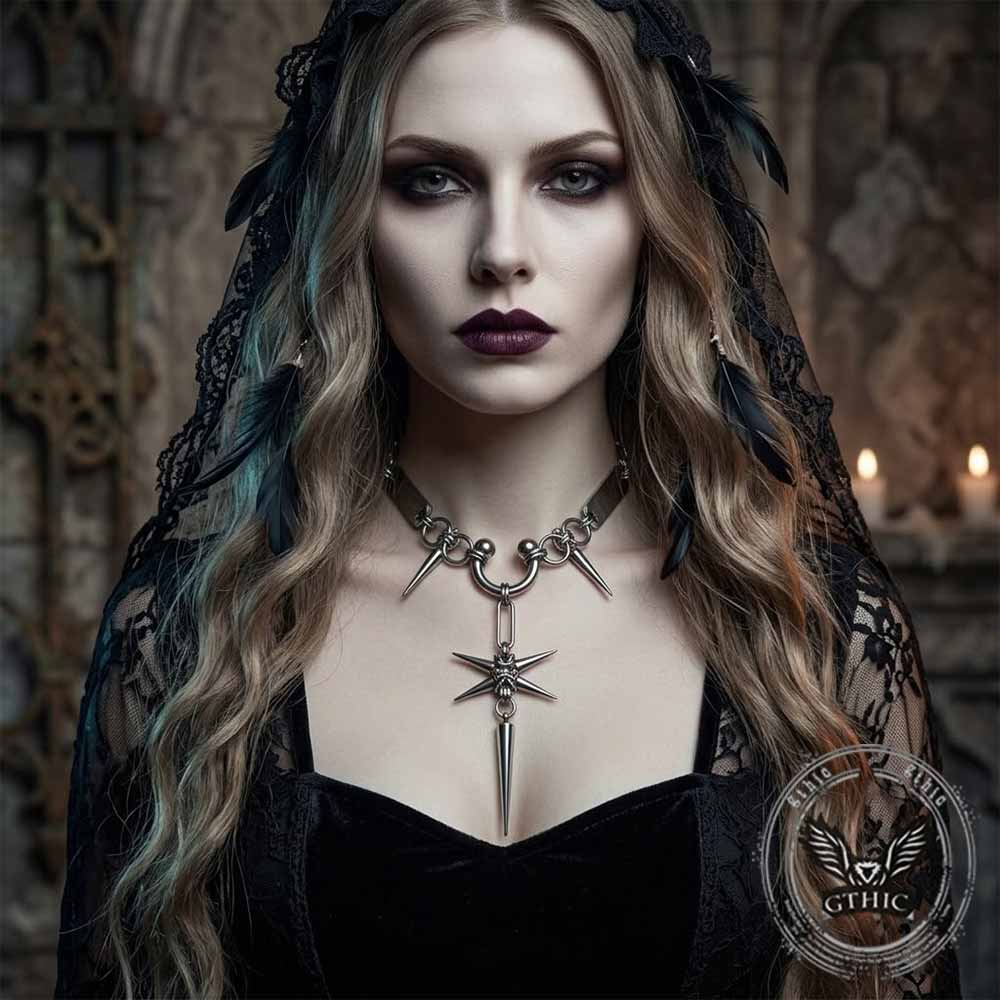 Punk Spike Star Stainless Steel Clavicle Necklace