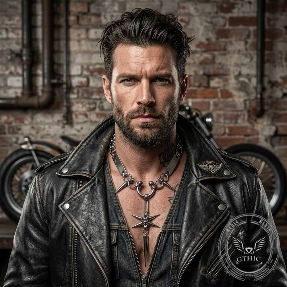 Punk Spike Star Stainless Steel Clavicle Necklace