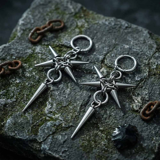 Punk Spiked Hip Hop Earrings in Stainless Steel