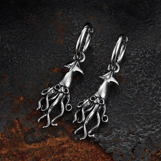 Punk Squid Marine Hoop Earrings in Stainless Steel