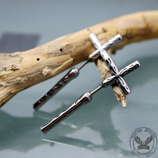 Punk Cross Stud Earrings in Stainless Steel