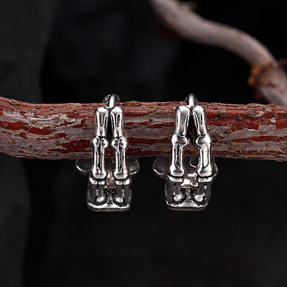 Punk Street Scorpion Skull Hoop Earrings in Stainless Steel
