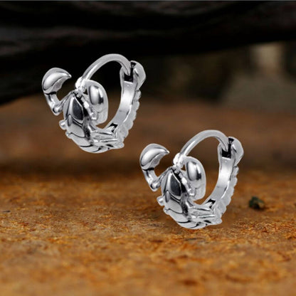 Punk Street Scorpion Skull Hoop Earrings in Stainless Steel