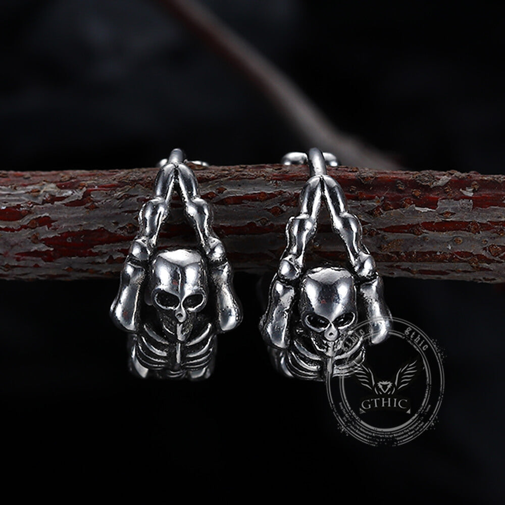 Punk Street Scorpion Skull Hoop Earrings in Stainless Steel