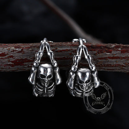 Punk Street Scorpion Skull Hoop Earrings in Stainless Steel