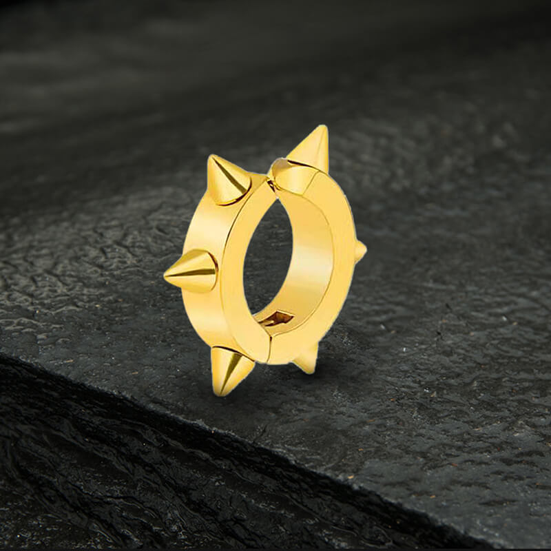Punk Style Stainless Steel Spike Huggie Earrings