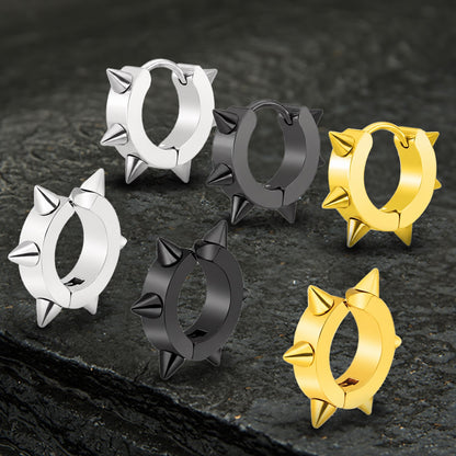 Punk Style Stainless Steel Spike Huggie Earrings