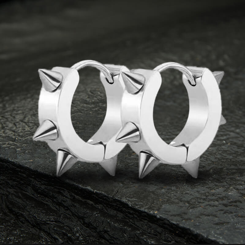 Punk Style Stainless Steel Spike Huggie Earrings