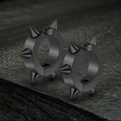 Punk Style Stainless Steel Spike Huggie Earrings