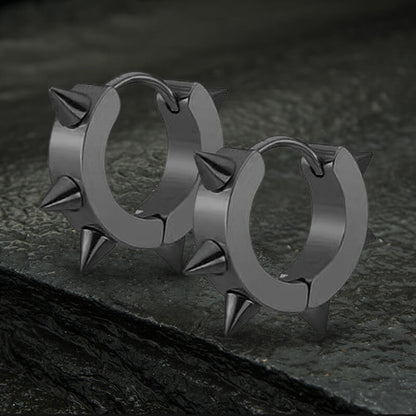 Punk Style Stainless Steel Spike Huggie Earrings