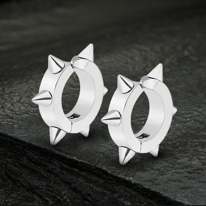 Punk Style Stainless Steel Spike Huggie Earrings