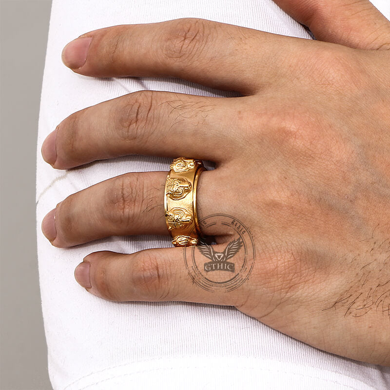 Punk Tiger Head Stainless Steel Spinner Ring