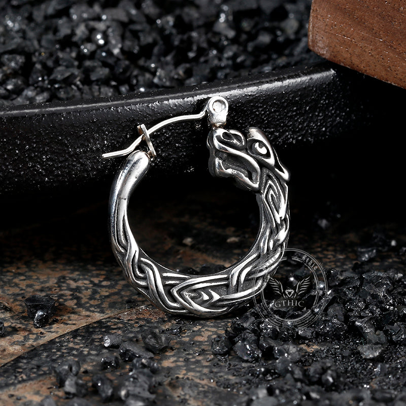 Punk Viking Dragon Stud Earrings in Stainless Steel