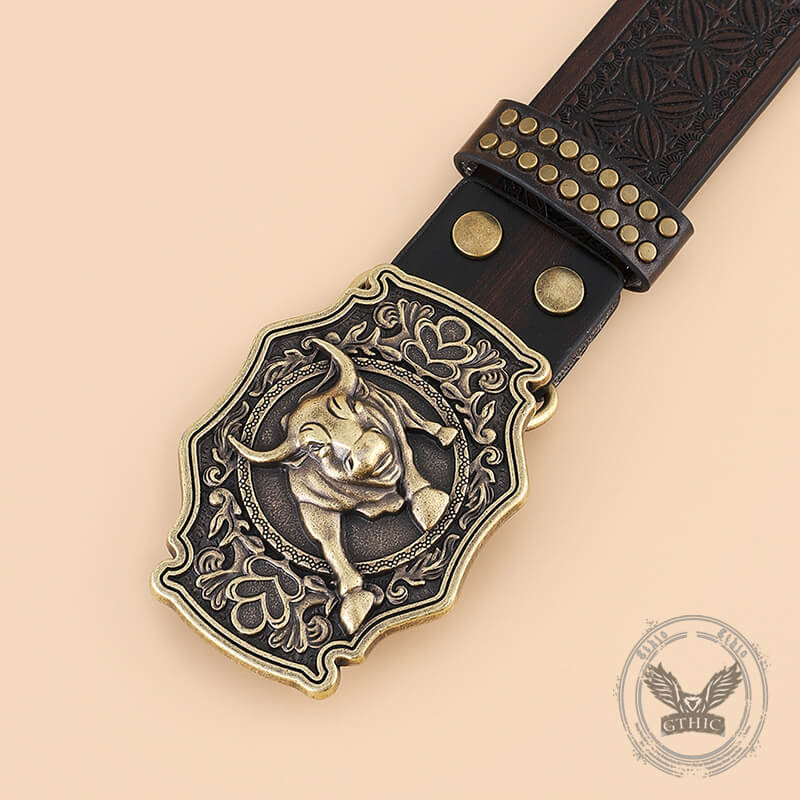 Punk Western Cowboy Wild Bull PU Leather Belt
