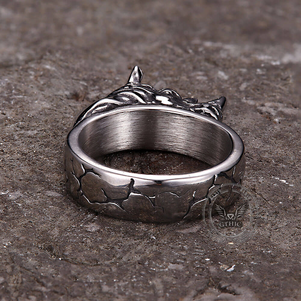 Punk Wild Rhino Ring in Stainless Steel