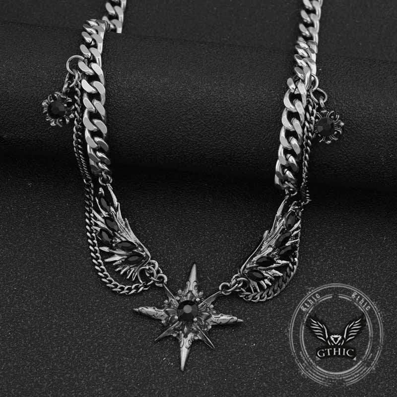 Punk Y2K Wings Star Stainless Steel Clavicle Chain