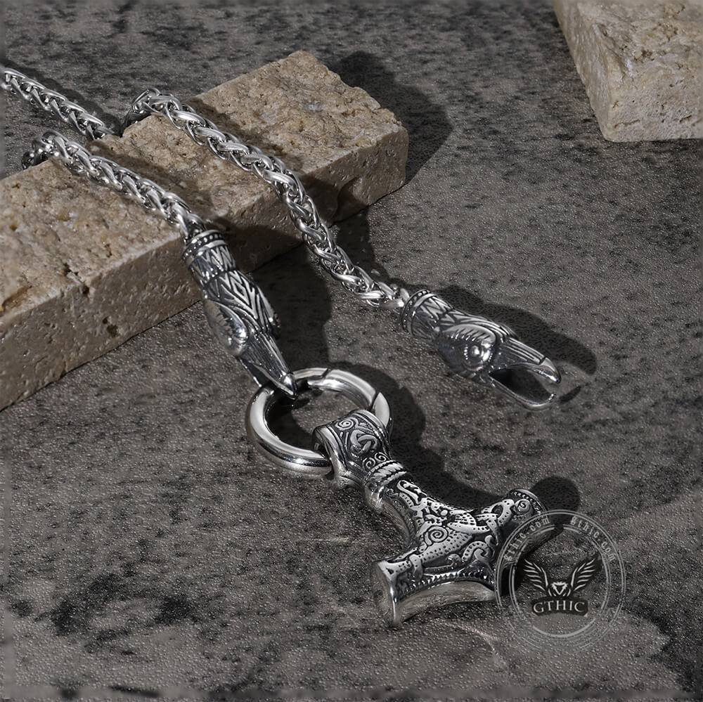 Raven & Hammer Necklace in Stainless Steel