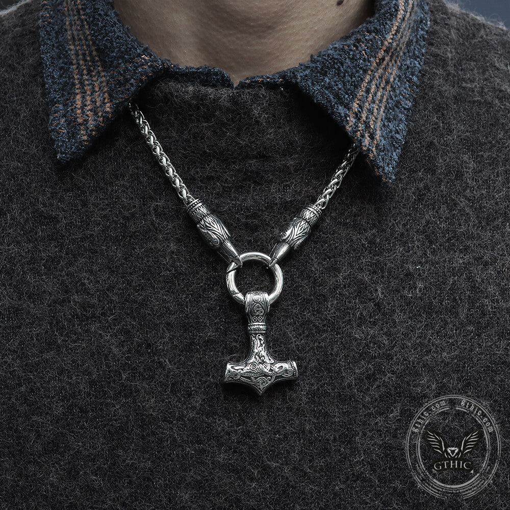 Raven & Hammer Necklace in Stainless Steel