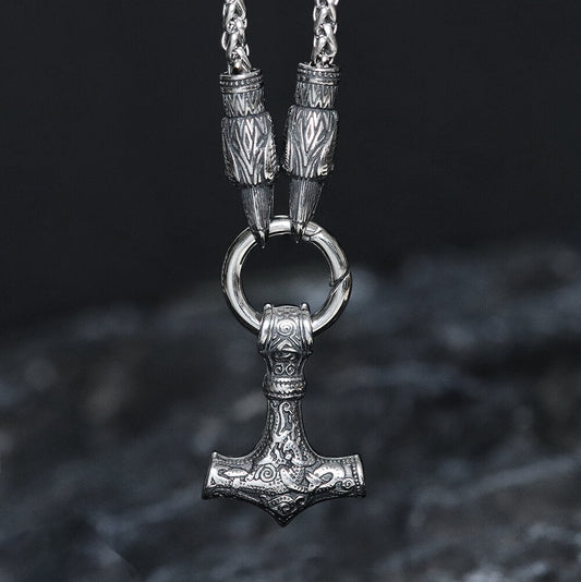 Raven & Hammer Necklace in Stainless Steel