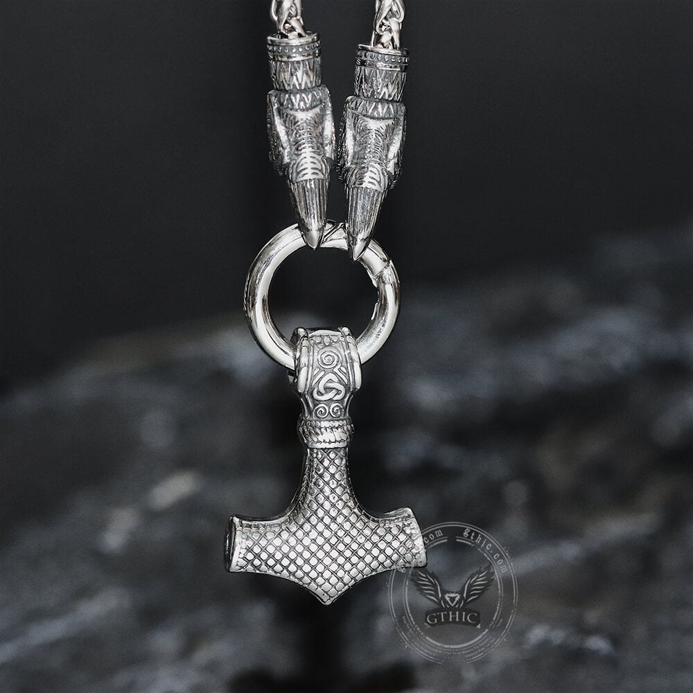 Raven & Hammer Necklace in Stainless Steel