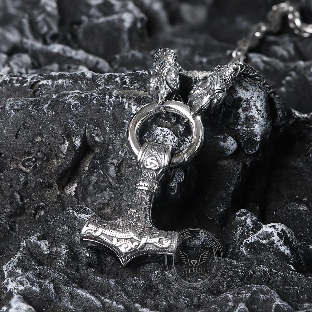 Raven & Hammer Necklace in Stainless Steel