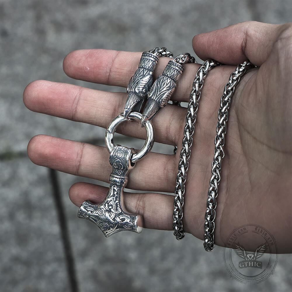 Raven & Hammer Necklace in Stainless Steel