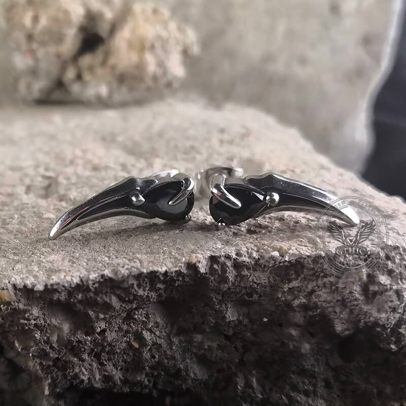 Raven Beak Stud Earrings in Stainless Steel