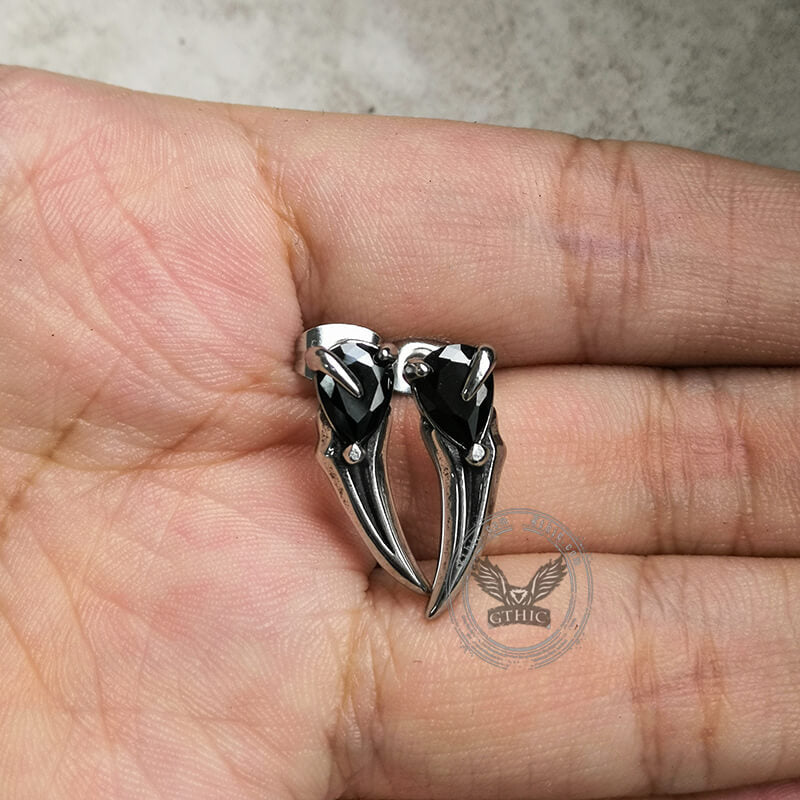 Raven Beak Stud Earrings in Stainless Steel