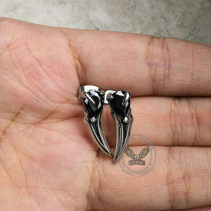 Raven Beak Stud Earrings in Stainless Steel