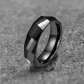 Rectangular Faceted Engagement Ring in Ceramic