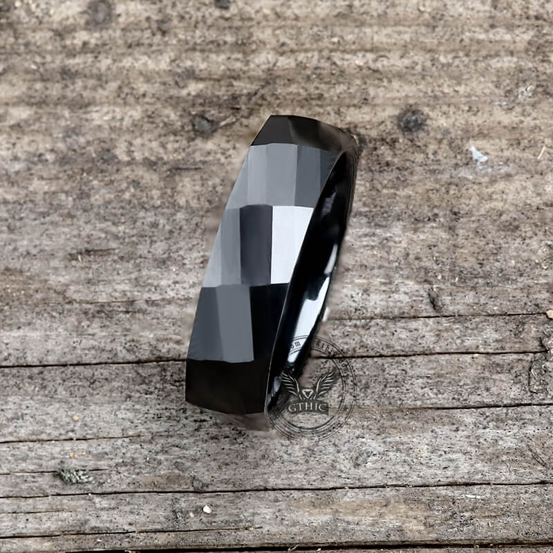 Rectangular Faceted Engagement Ring in Ceramic