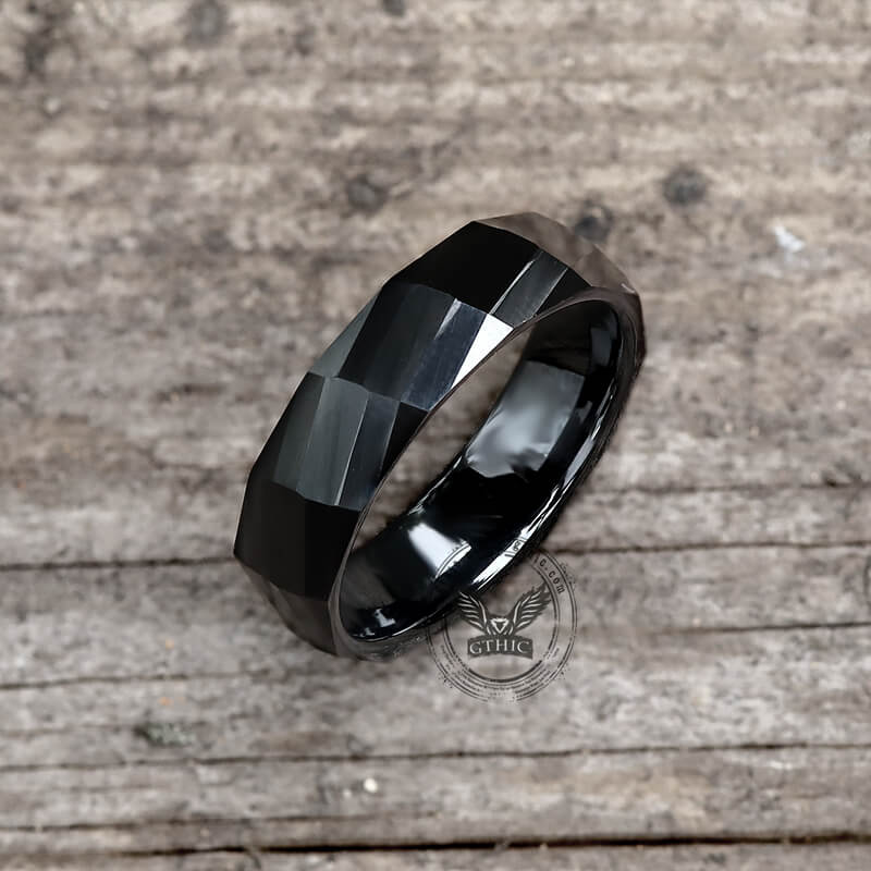 Rectangular Faceted Engagement Ring in Ceramic