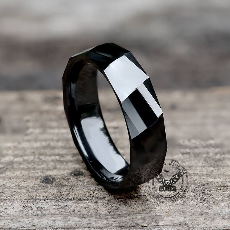 Rectangular Faceted Engagement Ring in Ceramic