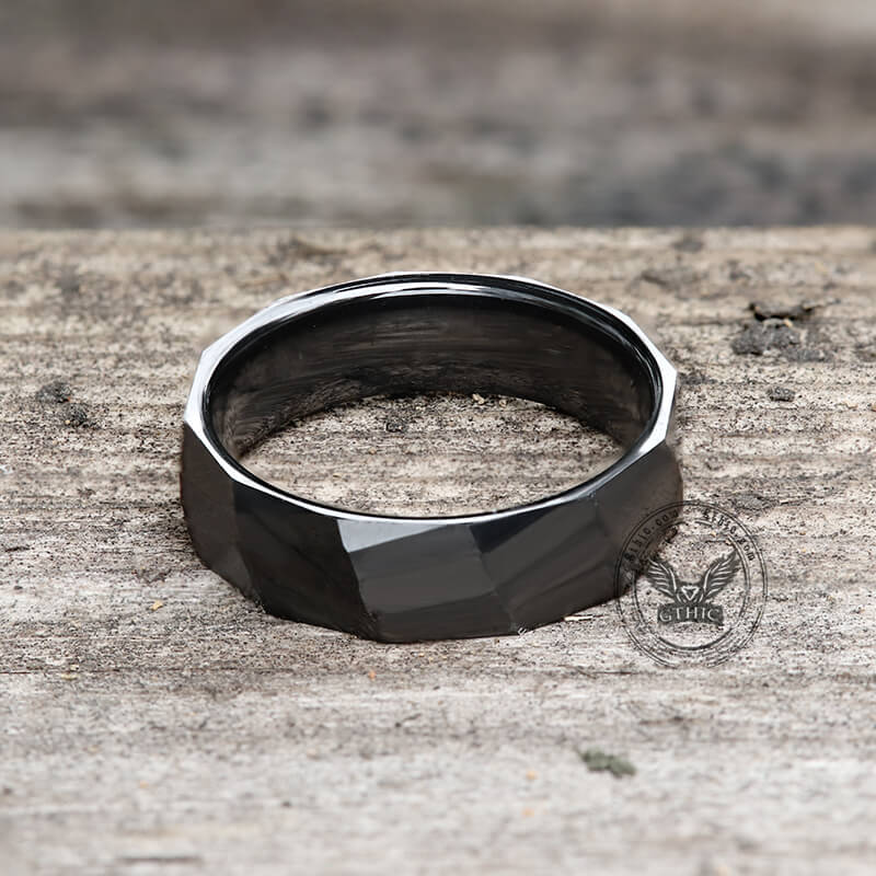 Rectangular Faceted Engagement Ring in Ceramic