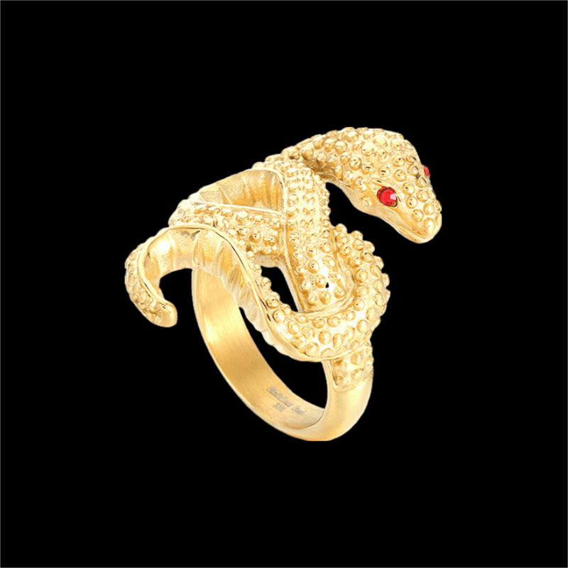 Red Eye Snake Animal Ring in Stainless Steel