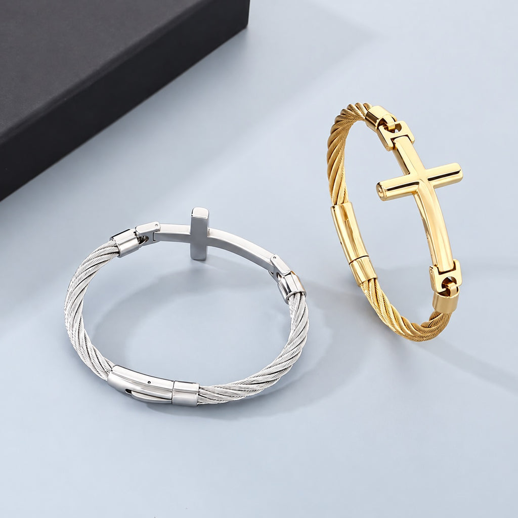 Retro Cross Twisted Steel Wire Stainless Steel Bracelet