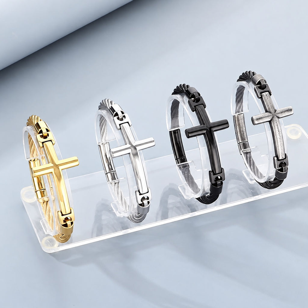 Retro Cross Twisted Steel Wire Stainless Steel Bracelet