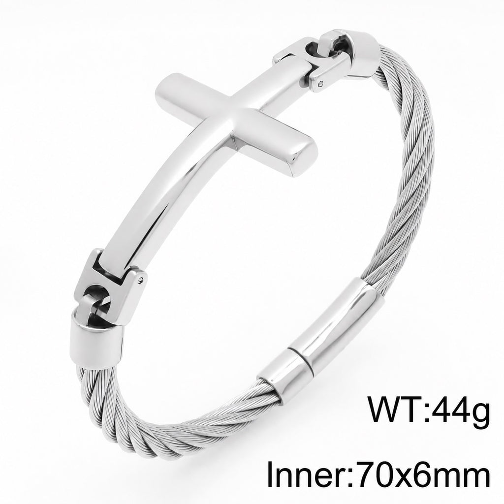 Retro Cross Twisted Steel Wire Stainless Steel Bracelet